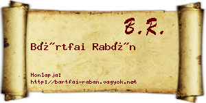 Bártfai Rabán névjegykártya